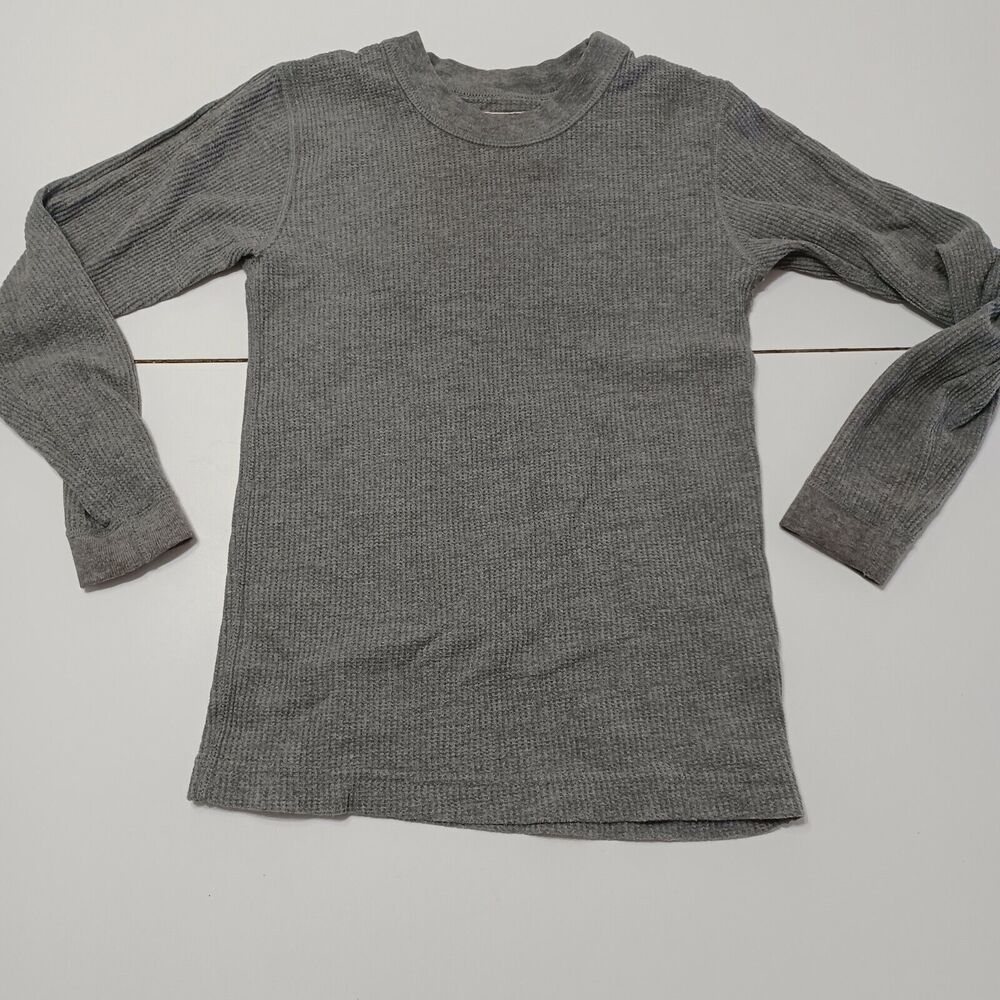 Magellan Boy Youth Small Thermal T-Shirt Gray Waffle Knit Long Sleeve Undershirt